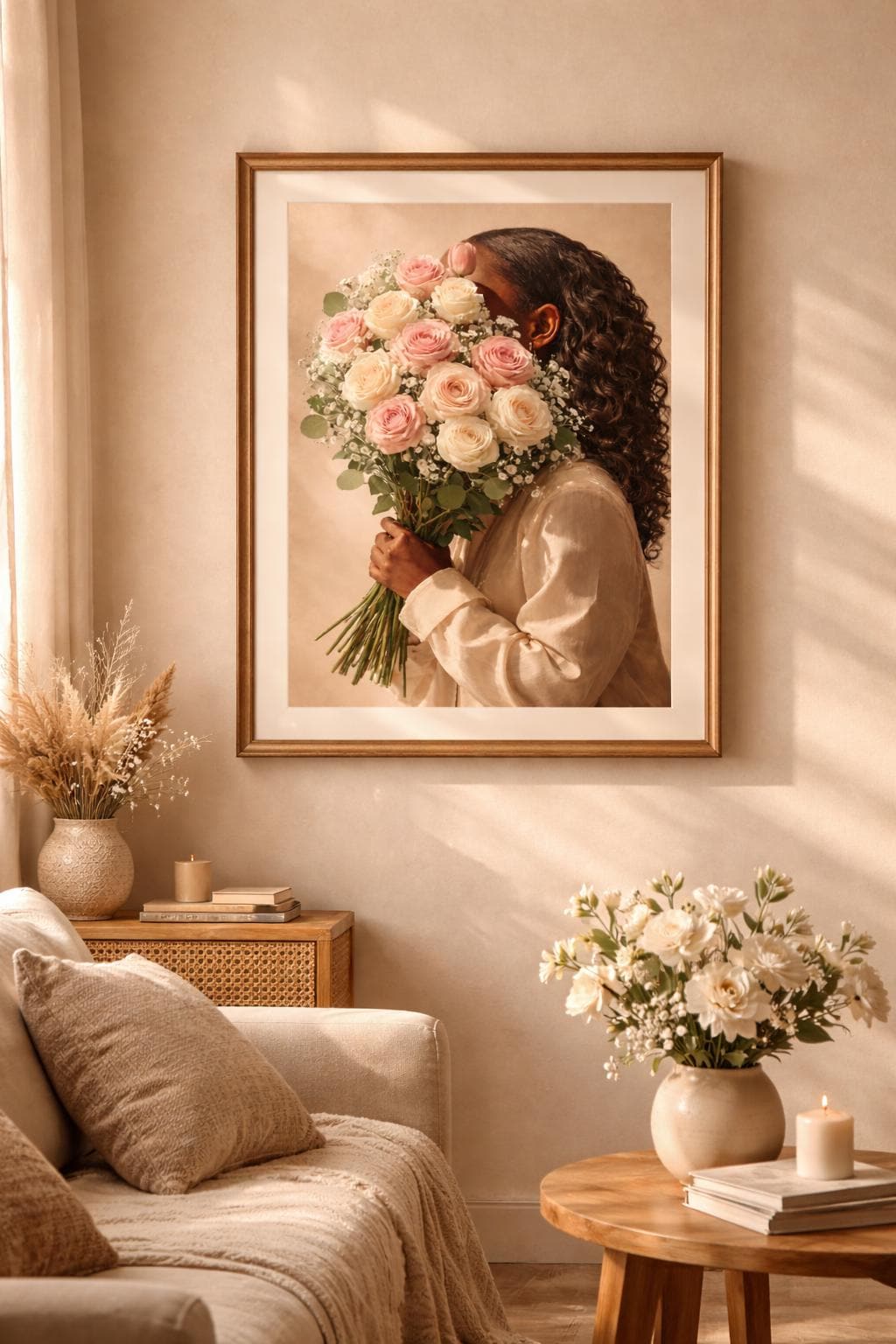 Black Girl Floral Portrait Artwork | Trendy Feminine Room Decor (Digital Download)